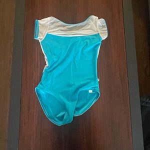 blue yumiko w cap sleeves and blue trim and white mesh